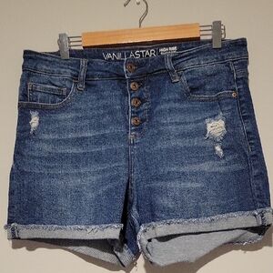 Vanilla Star Distressed Blue Jean Shorts